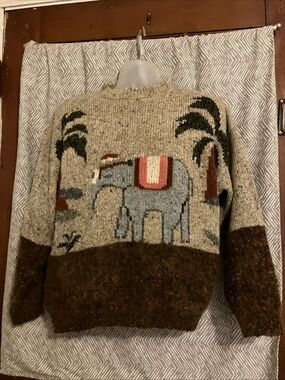 Vintage 90s Elephant Sweater By Together Beige Size M